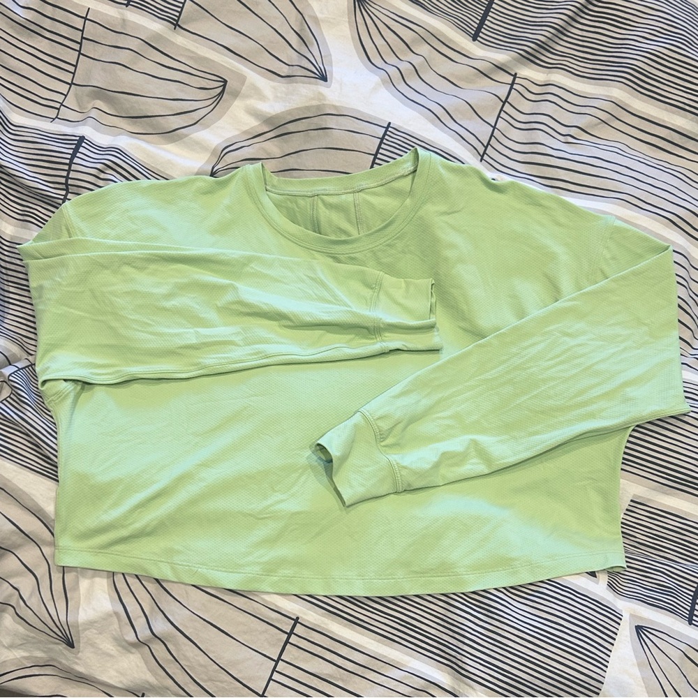 Lululemon Yellow Green Long Sleeve Crop T-shirt